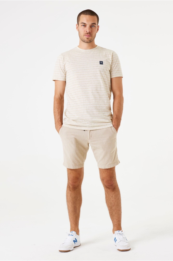 GESTREEPT T SHIRT E51204 822 SAND